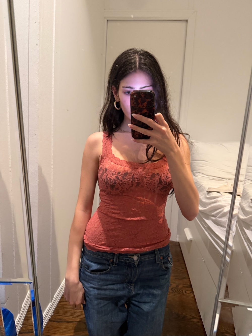 Hanky Panky Lace-Trim Camisole in Rust